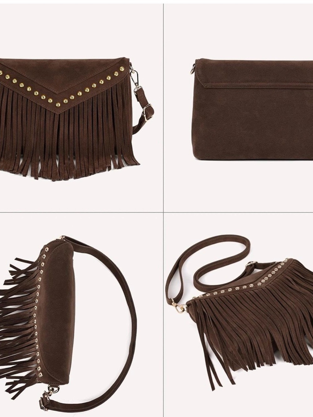Kouli Buir Brown Fringe Crossbody Shoulder Bag - Picture 4 of 5